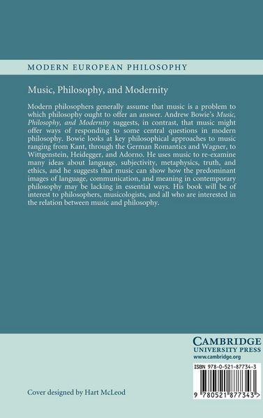 Produktbild: Music, Philosophy, and Modernity