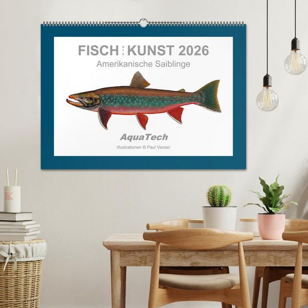 Produktbild: Fisch als Kunst 2026: Amerikanische Saiblinge (Wandkalender 2026 DIN A2 quer), CALVENDO Monatskalender