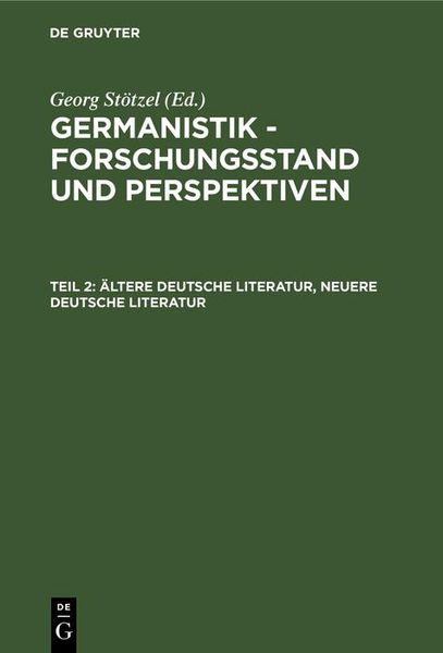 Produktbild: &Auml;ltere Deutsche Literatur, Neuere Deutsche Literatur