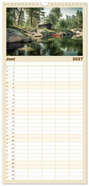 Produktbild: Familienplaner 2027 - H&uuml;ttenzauber - Ein visueller Streifzug durch Norwegens Wildnis mit 5 Spalten (Wandkalender, 21 x 45 cm) CALVENDO