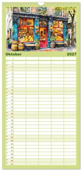 Produktbild: Familienplaner 2027 - Niederlande. Aquarelle zwischen Grachten und Tulpenfeldern mit 5 Spalten (Wandkalender, 21 x 45 cm) CALVENDO
