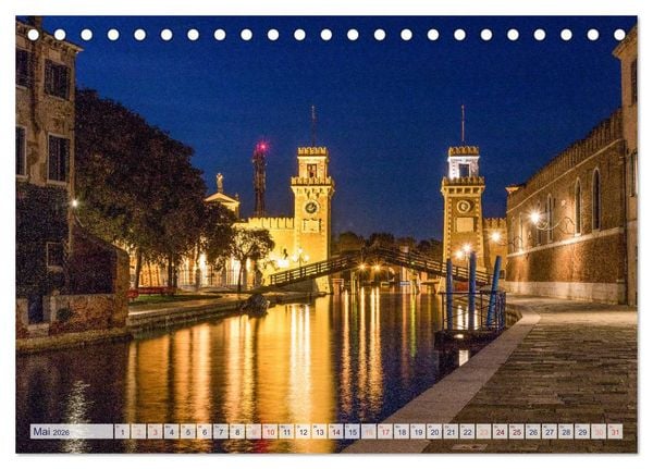 Produktbild: Stilles Venedig wenn es Nacht wird (Tischkalender 2026 DIN A5 quer), CALVENDO Monatskalender