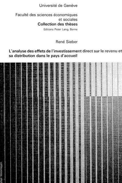 Produktbild: L'analyse des effets de l'investissement direct sur le revenu et sa distribution dans le pays d'accueil