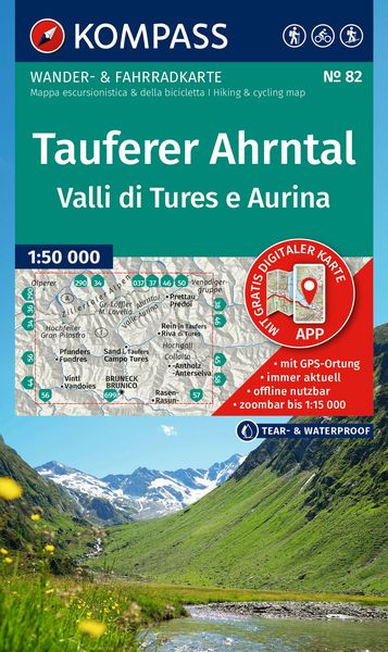 KOMPASS Wanderkarte 82 Tauferer Ahrntal / Valle di Tures e Aurina 1:50.000, Sonstige von , Kompass-Karten, 978-3-99154-327-5