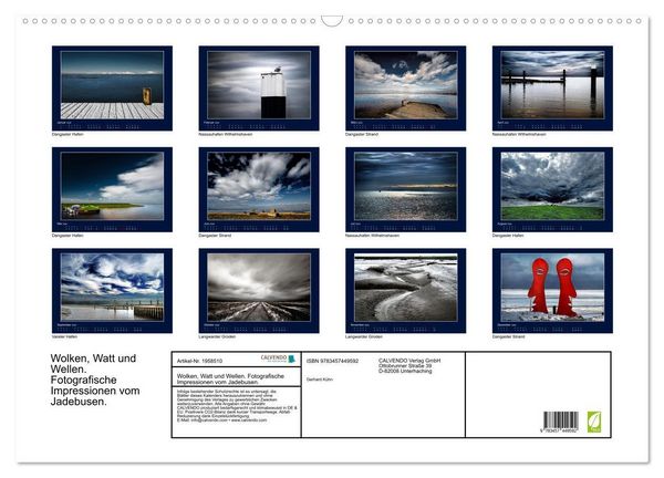 Produktbild: Wolken, Watt und Wellen. Fotografische Impressionen vom Jadebusen. (Wandkalender 2026 DIN A2 quer), CALVENDO Monatskalender