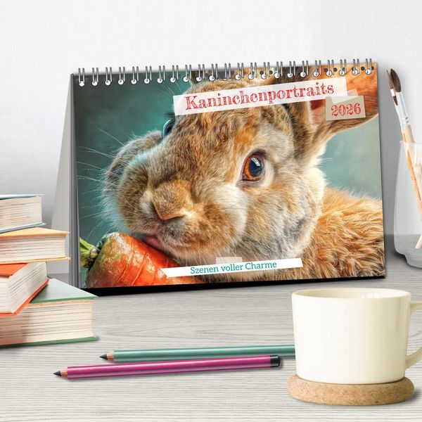 Produktbild: Kaninchenportraits &ndash; Szenen voller Charme (Tischkalender 2026 DIN A5 quer), CALVENDO Monatskalender