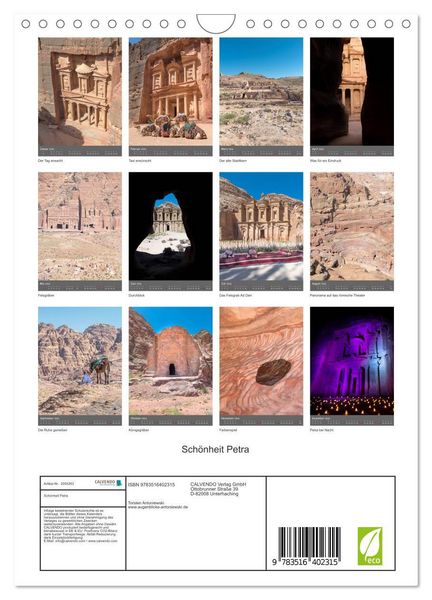 Produktbild: Sch&ouml;nheit Petra (Wandkalender 2026 DIN A4 hoch), CALVENDO Monatskalender