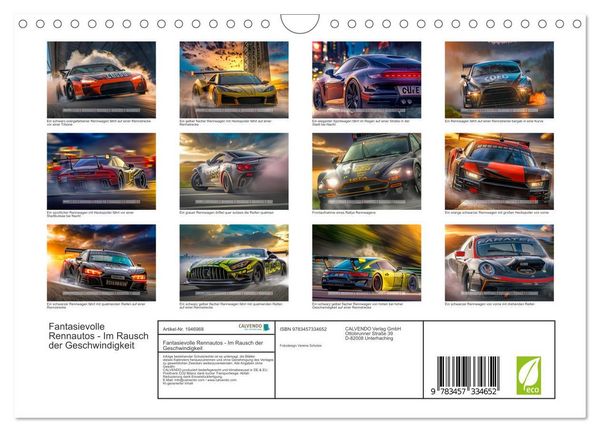 Produktbild: Fantasievolle Rennautos - Im Rausch der Geschwindigkeit (Wandkalender 2026 DIN A4 quer), CALVENDO Monatskalender