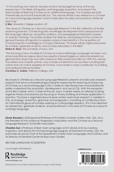 Produktbild: Key Issues in Chinese as a Second Language Research