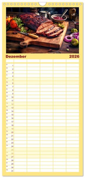 Produktbild: Familienplaner 2026 - BBQ Feuerzauber - Grillkalender mit 5 Spalten (Wandkalender, 21 x 45 cm) CALVENDO