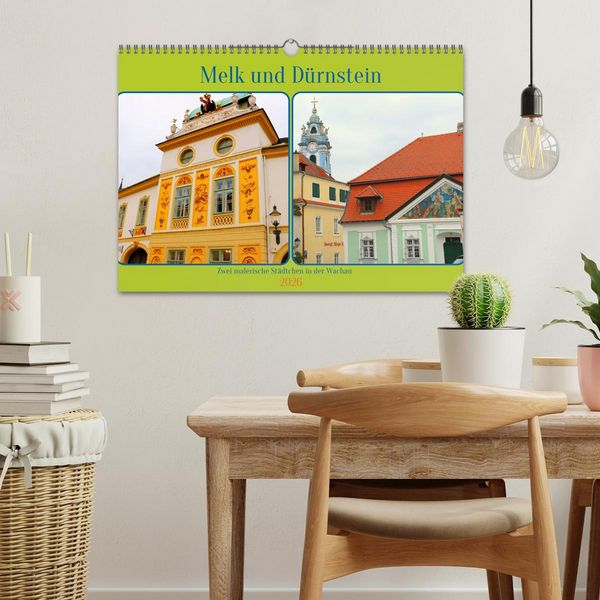 Produktbild: Melk und D&uuml;rnstein, zwei malerische St&auml;dtchen in der Wachau (Wandkalender 2026 DIN A3 quer), CALVENDO Monatskalender