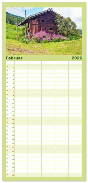 Produktbild: Familienplaner 2026 - Ultental Wundersch&ouml;ne alte Bauernh&auml;user mit 5 Spalten (Wandkalender, 21 x 45 cm) CALVENDO