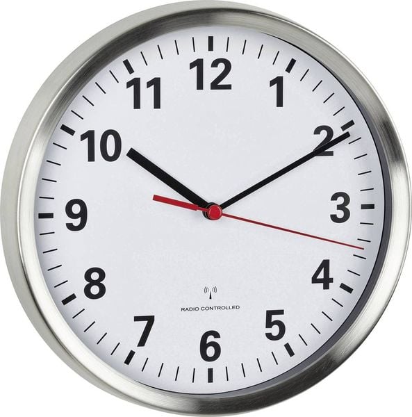 TFA Dostmann 60.3529.02 Funk Wanduhr 22 cm x 4.5 cm Aluminium Schleichendes Uhrwerk (lautlos), Energiesparfunktion