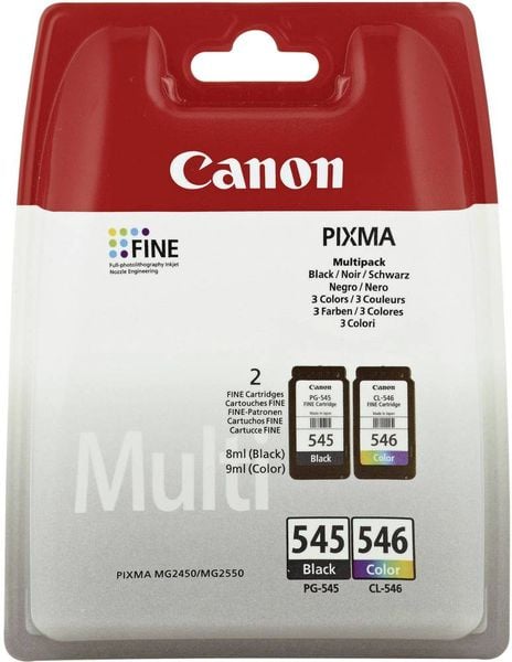 Canon Druckerpatrone PG-545, CL-546 Original Kombi-Pack Schwarz, Cyan, Magenta, Gelb 8287B005