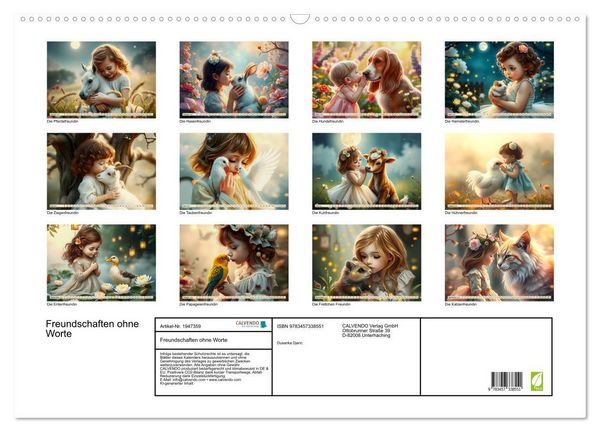 Produktbild: Freundschaften ohne Worte (Wandkalender 2026 DIN A2 quer), CALVENDO Monatskalender