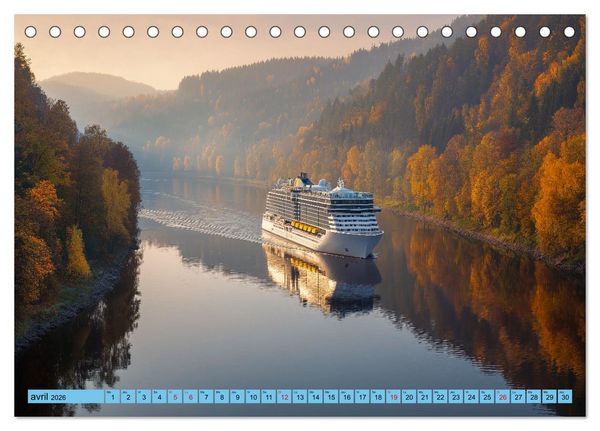 Produktbild: Paquebots de croisi&egrave;re - G&eacute;ants des mers impressionnants (Calendrier de bureau 2026 DIN A5 vertical), CALVENDO calendrier mensuel
