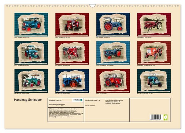 Produktbild: Hanomag Schlepper (Wandkalender 2026 DIN A2 quer), CALVENDO Monatskalender
