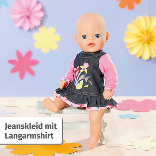 Dolly Moda Jeans Kleid Blumen 36