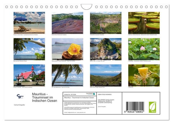 Produktbild: Mauritius - Trauminsel im Indischen Ozean (Wandkalender 2026 DIN A4 quer), CALVENDO Monatskalender
