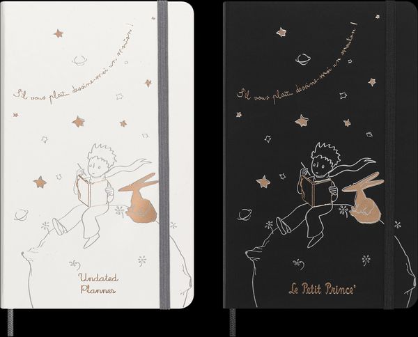 Produktbild: Moleskine der kleine Prinz Notizbuch schwarz in limitierter Auflage, undatierter Wochen-Monatskalender