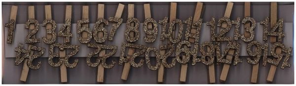 Produktbild: Adventskalender Zahlen-Clips, Holz, gold-glitzer