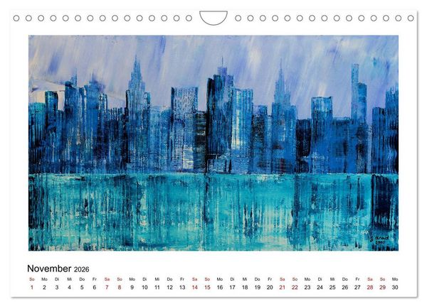 Produktbild: New Yorker Stadtansichten in abstrakter Malerei (Wandkalender 2026 DIN A4 quer), CALVENDO Monatskalender