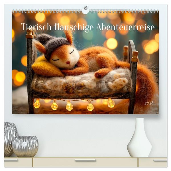 Produktbild: Tierisch flauschige Abenteuerreise (hochwertiger Premium Wandkalender 2026 DIN A2 quer), Kunstdruck in Hochglanz