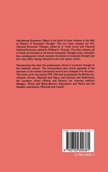 Produktbild: Neoclassical Economic Theory, 1870 to 1930