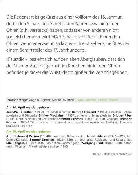 Produktbild: Duden Das Salz in der (Buchstaben-)Suppe Tagesabrei&szlig;kalender 2027 - Redewendungen und ihre Bedeutung