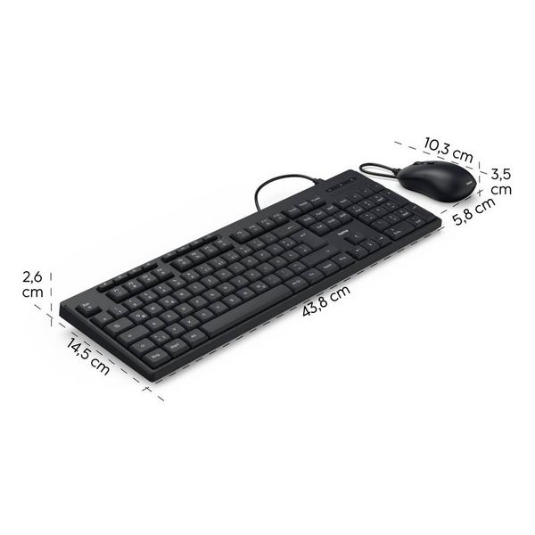 Produktbild: Hama CKM-200 Kabelgebunden Tastatur, Maus-Set Deutsch, QWERTZ Schwarz