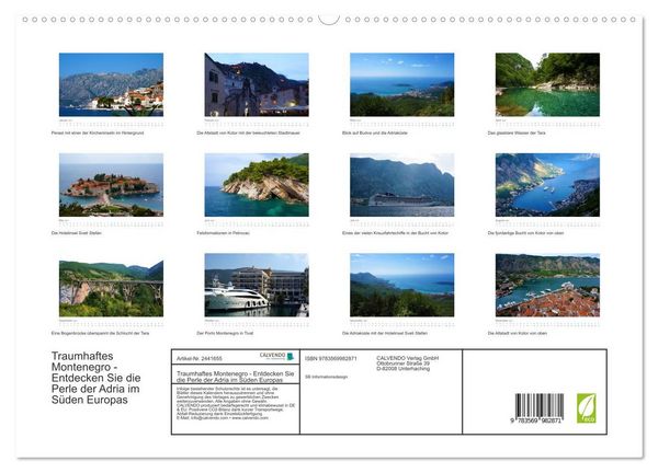 Produktbild: Traumhaftes Montenegro - Entdecken Sie die Perle der Adria im S&uuml;den Europas (hochwertiger Premium Wandkalender 2027 DIN A2 quer), Kunstdruck in Hochglanz