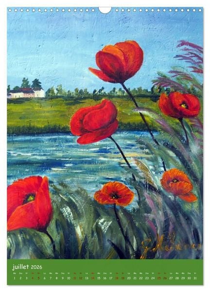 Produktbild: Coquelicots en peinture (Calendrier mural 2026 DIN A3 horizontal), CALVENDO calendrier mensuel