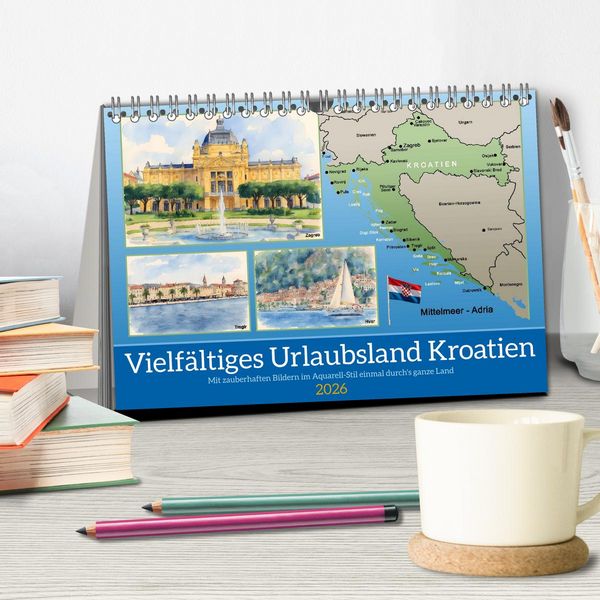 Produktbild: Vielf&auml;ltiges Urlaubsland Kroatien (Tischkalender 2026 DIN A5 quer), CALVENDO Monatskalender