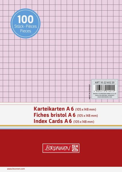 Produktbild: Brunnen Karteikarte A6 kar rt 100St