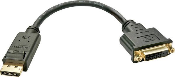 Produktbild: LINDY 41004 Monitor Adapterkabel [1x DisplayPort Stecker - 1x DVI-Buchse 24+1pol.] 15.00 cm Schwarz