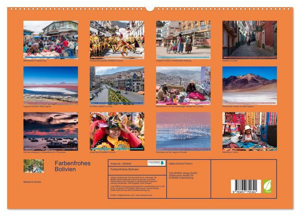 Produktbild: Farbenfrohes Bolivien (hochwertiger Premium Wandkalender 2026 DIN A2 quer), Kunstdruck in Hochglanz