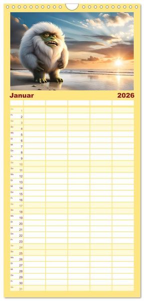 Produktbild: Familienplaner 2026 - Keine Angst vor Monstern mit 5 Spalten (Wandkalender, 21 x 45 cm) CALVENDO