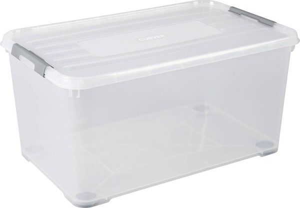 Produktbild: Curver 243857 Aufbewahrungsbox HANDY stapelbar (L x B x H) 800 x 500 x 390 mm Transparent, Silber 1 St.
