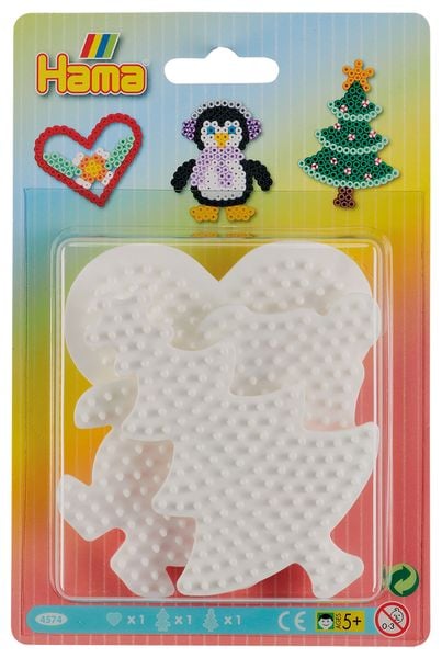 Produktbild: HAMA 3 kl. Stiftplatten, geblistert (Herz, Pinguin, Weihnachtsbaum)