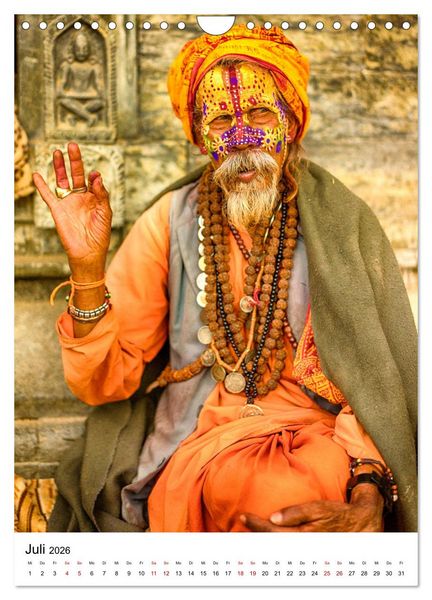Produktbild: Sadhus - Die heiligen M&auml;nner von Nepal (Wandkalender 2026 DIN A4 hoch), CALVENDO Monatskalender