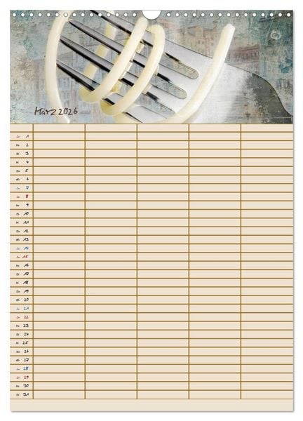 Produktbild: Italienische K&uuml;che mit Familienplaner (Wandkalender 2026 DIN A3 hoch), CALVENDO Monatskalender