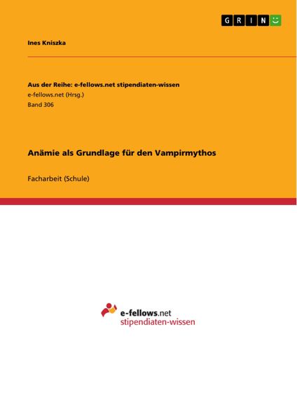 Produktbild: An&auml;mie als Grundlage f&uuml;r den Vampirmythos