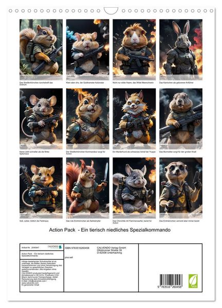 Produktbild: Action Pack - Ein tierisch niedliches Spezialkommando (Wandkalender 2026 DIN A3 hoch), CALVENDO Monatskalender