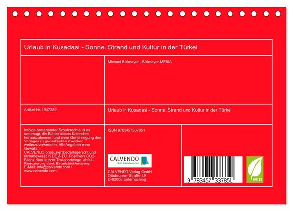 Produktbild: Urlaub in Kusadasi - Sonne, Strand und Kultur in der T&uuml;rkei (Tischkalender 2026 DIN A5 quer), CALVENDO Monatskalender