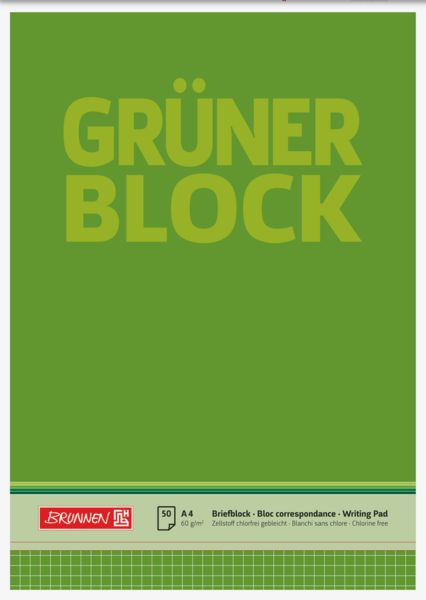 Produktbild: Brunnen Briefblock &bdquo;Gr&uuml;ner Block&ldquo; | A4, Lineatur 22, 50 Blatt, gr&uuml;n