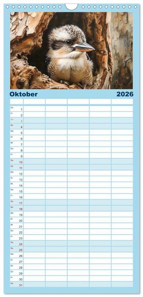 Produktbild: Familienplaner 2026 - Der Kookaburra - Im australischen Busch mit dem lachenden Hans mit 5 Spalten (Wandkalender, 21 x 45 cm) CALVENDO