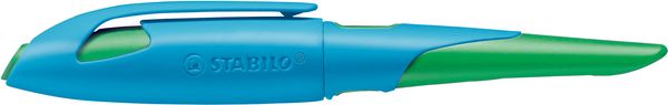 Produktbild: STABILO Ergonomischer Schulf&uuml;ller f&uuml;r Rechtsh&auml;nder mit Anf&auml;nger-Feder A -   EASYbirdy in himmelblau/grasgr&uuml;n - Einzelstift - inklusive Patrone