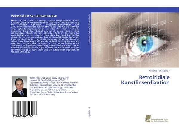 Retroiridiale Kunstlinsenfixation, Taschenbuch von Nikolaos Chrisoglou, Südwestdeutscher Verlag für Hochschulschriften, 978-3-8381-5209-7