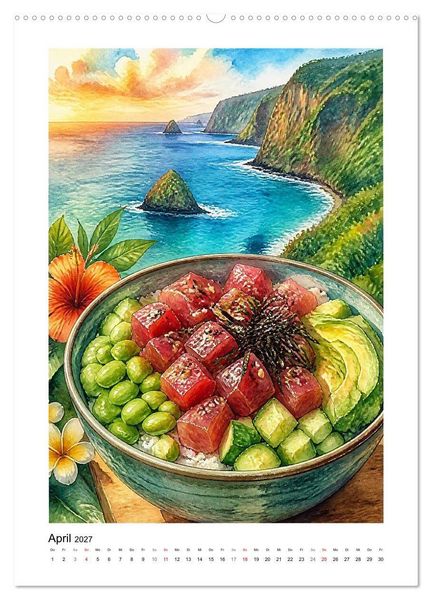 Produktbild: Aloha K&uuml;che - Gemalte Gaumenfreuden (hochwertiger Premium Wandkalender 2027 DIN A2 hoch), Kunstdruck in Hochglanz