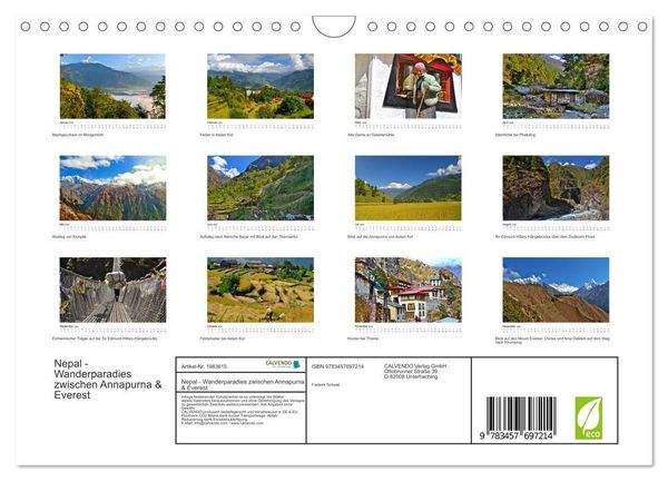 Produktbild: Nepal - Wanderparadies zwischen Annapurna & Everest (Wandkalender 2026 DIN A4 quer), CALVENDO Monatskalender